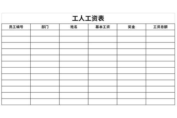 又称工资结算表,是按单位,部门编制的用于核算员工工资的表格,每月一