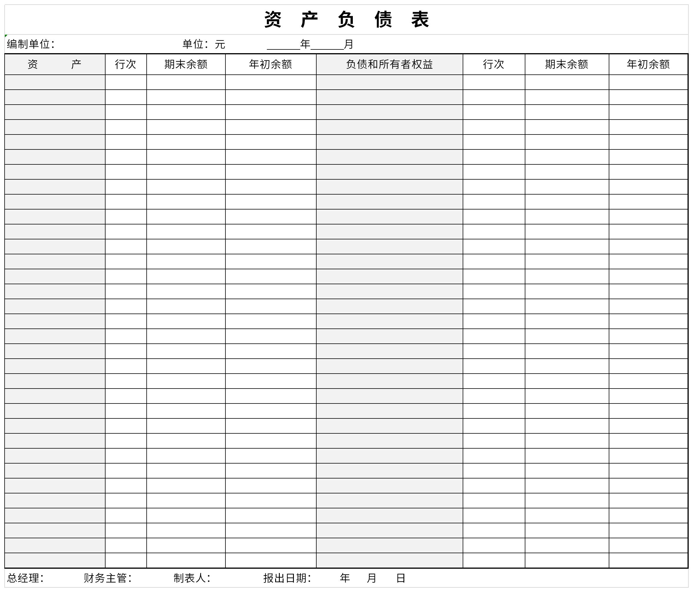 資產(chǎn)負(fù)債表excel截圖