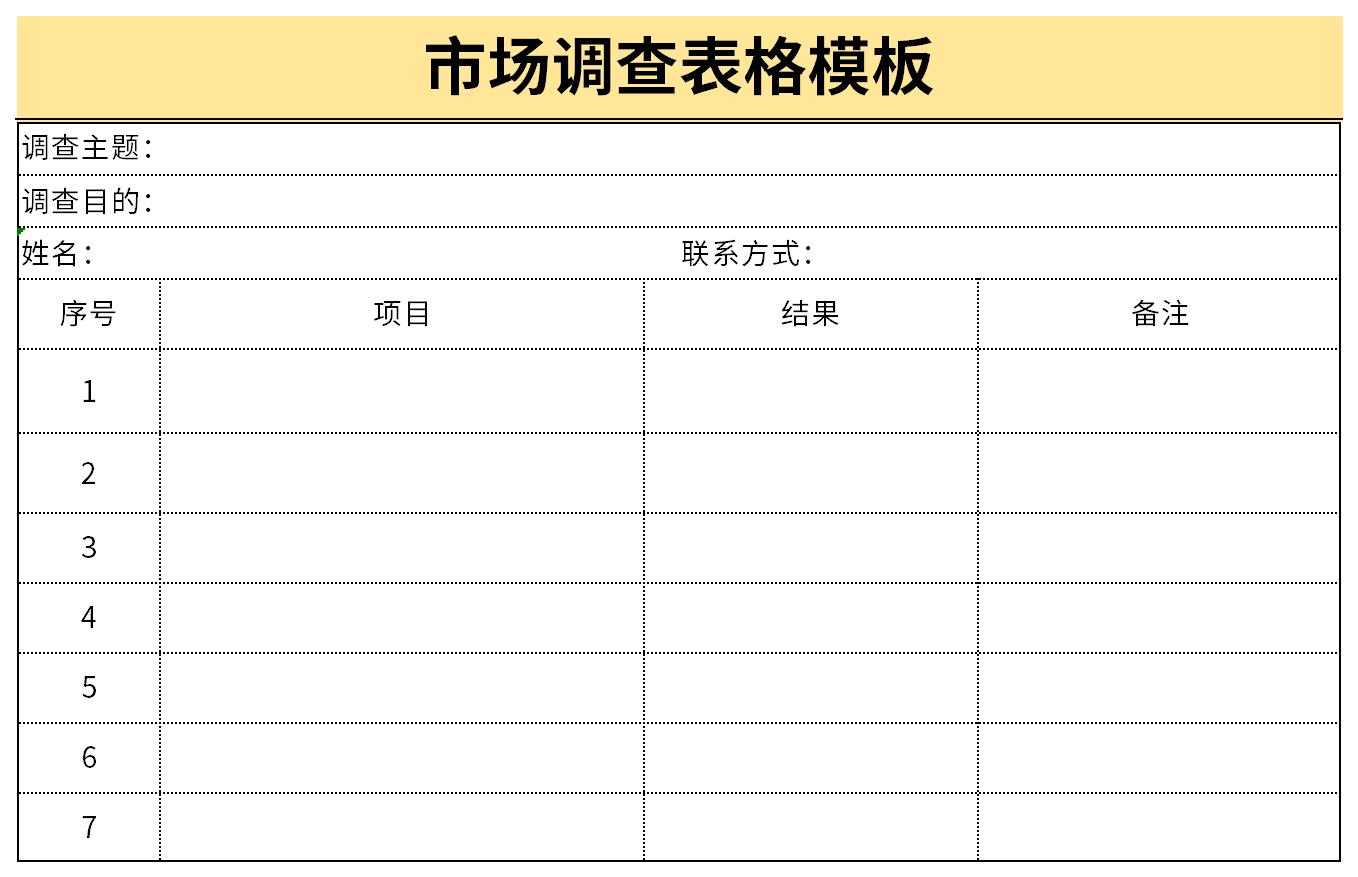 市场问卷调查表模板截图