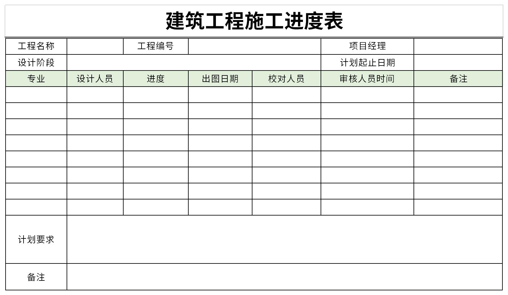 建筑工程施工进度表excel格式下载-华军软件园