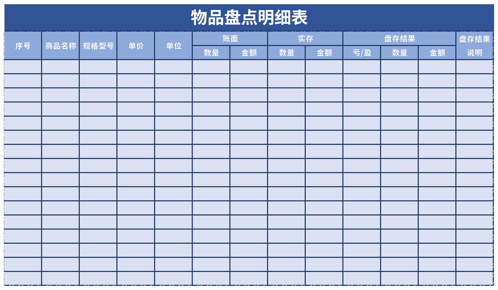 物品盤點(diǎn)明細(xì)表截圖