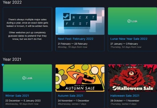 STEAM2021冬季特惠時間及2022新春特惠時間詳情