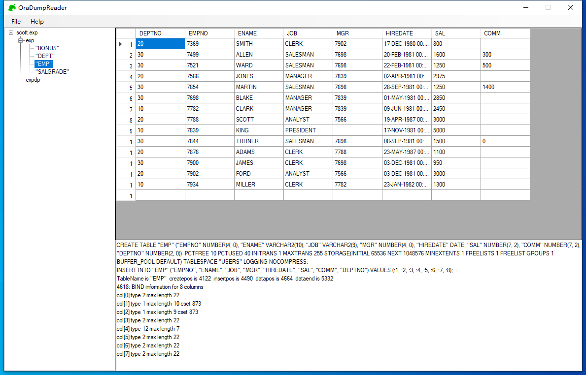 Oracle expdp/exp dump备份文件恢复工具OraDumpReader