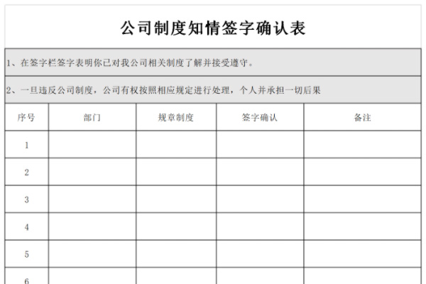 制度确认表