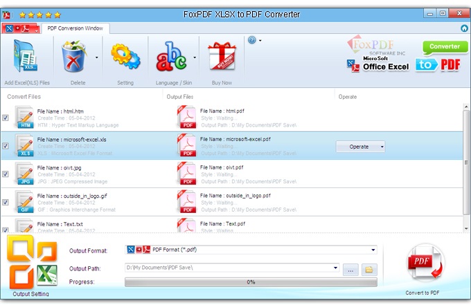 FoxPDF XLSX to PDF Converter截图