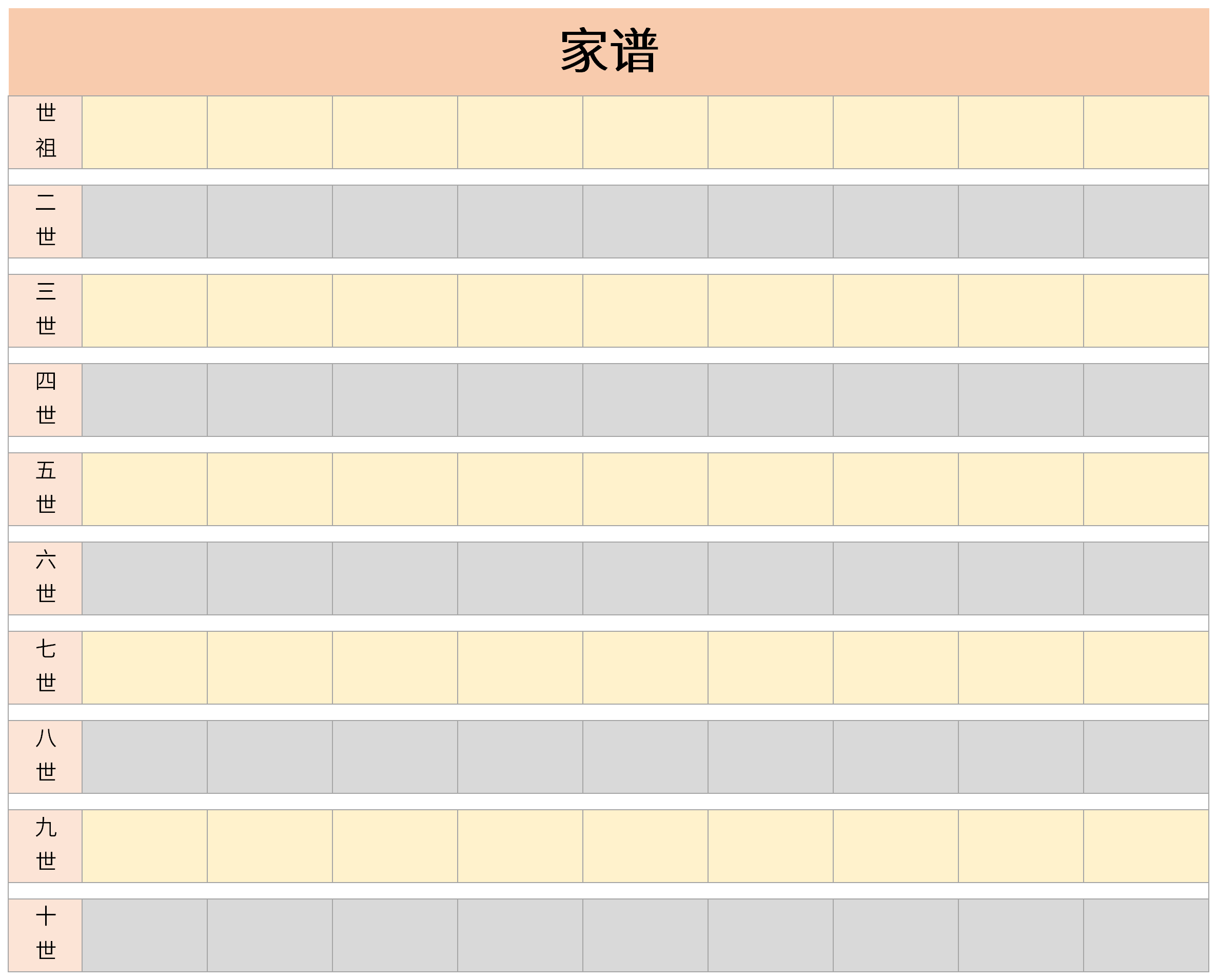 家谱制作模板 word版图片