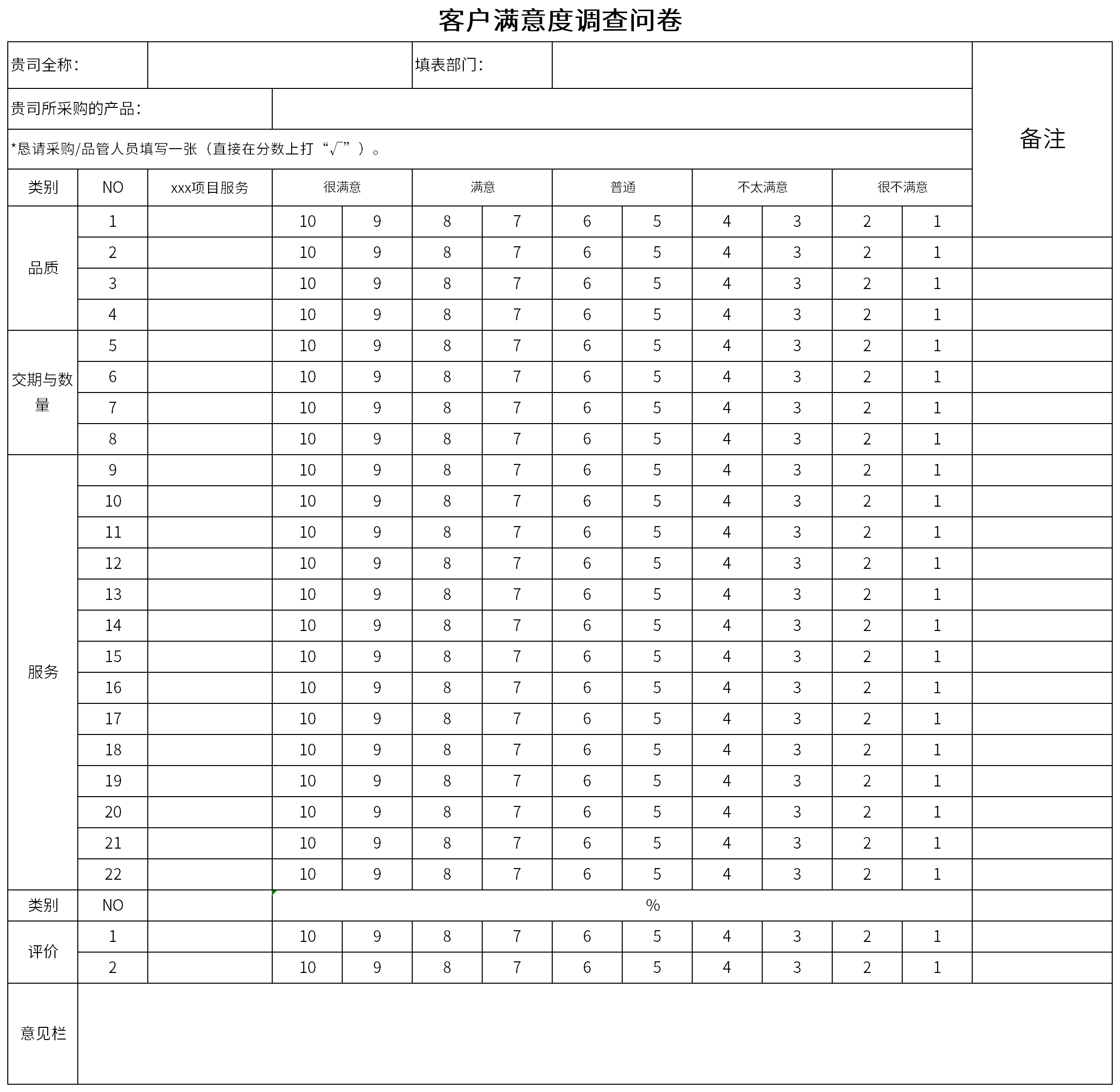 客戶滿意度調(diào)查問卷截圖