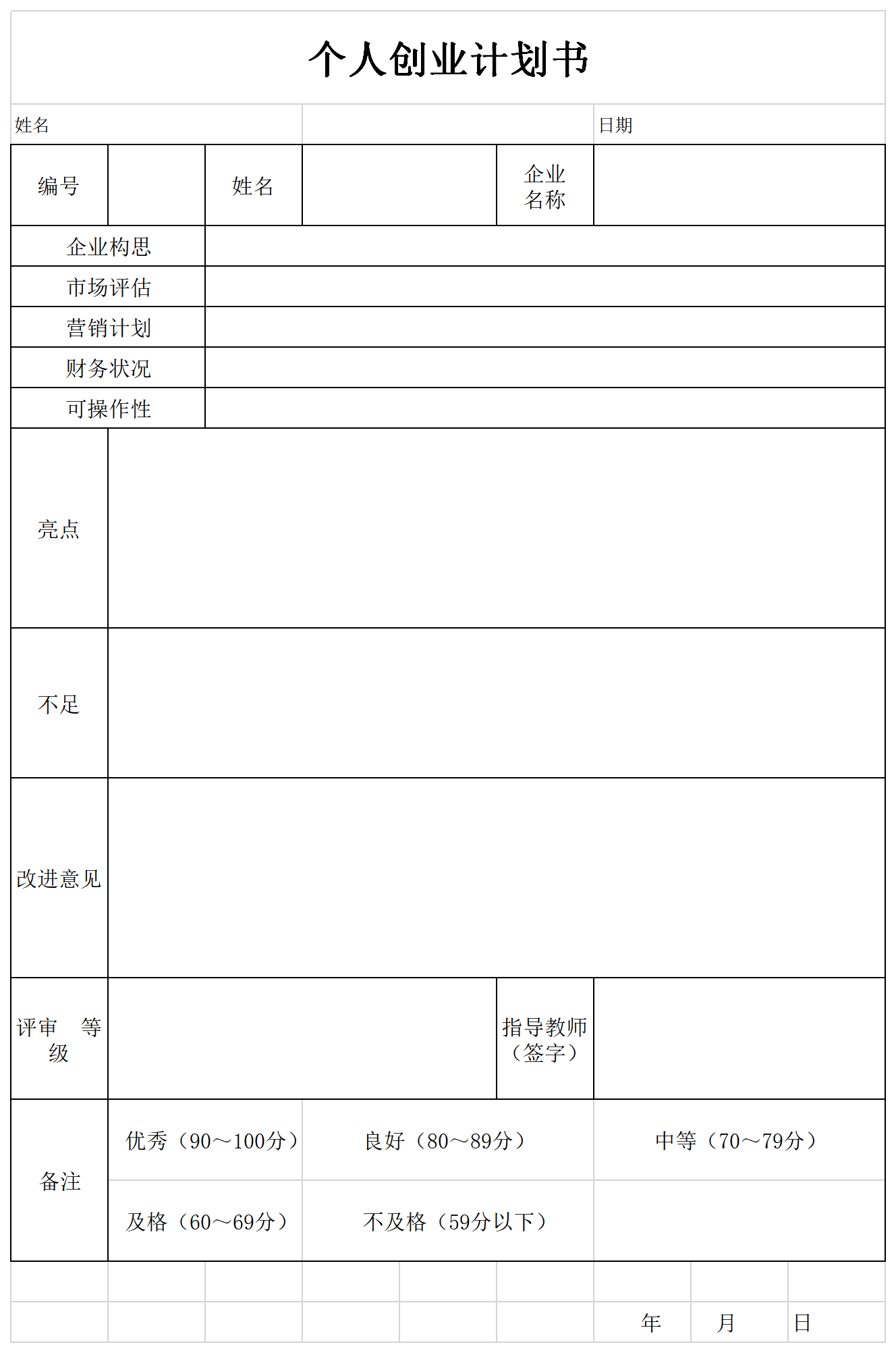 個人創(chuàng)業(yè)計劃書截圖