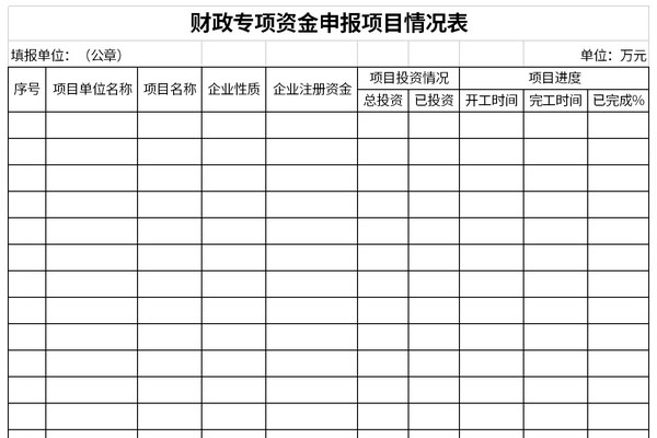 财政专项资金申报项目情况表