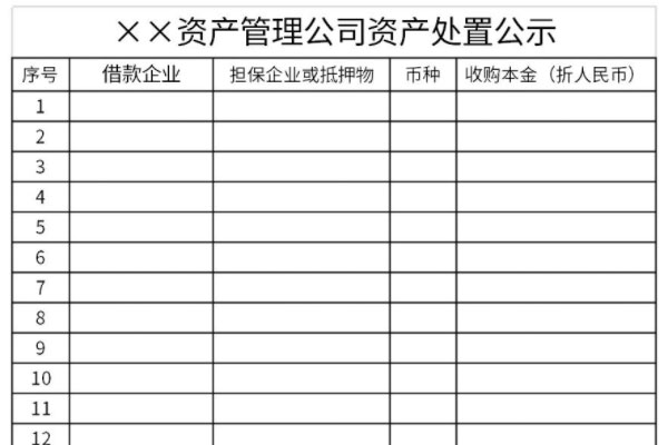 资产管理公司资产处置公示