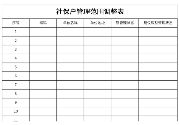 社保户管理范围调整表