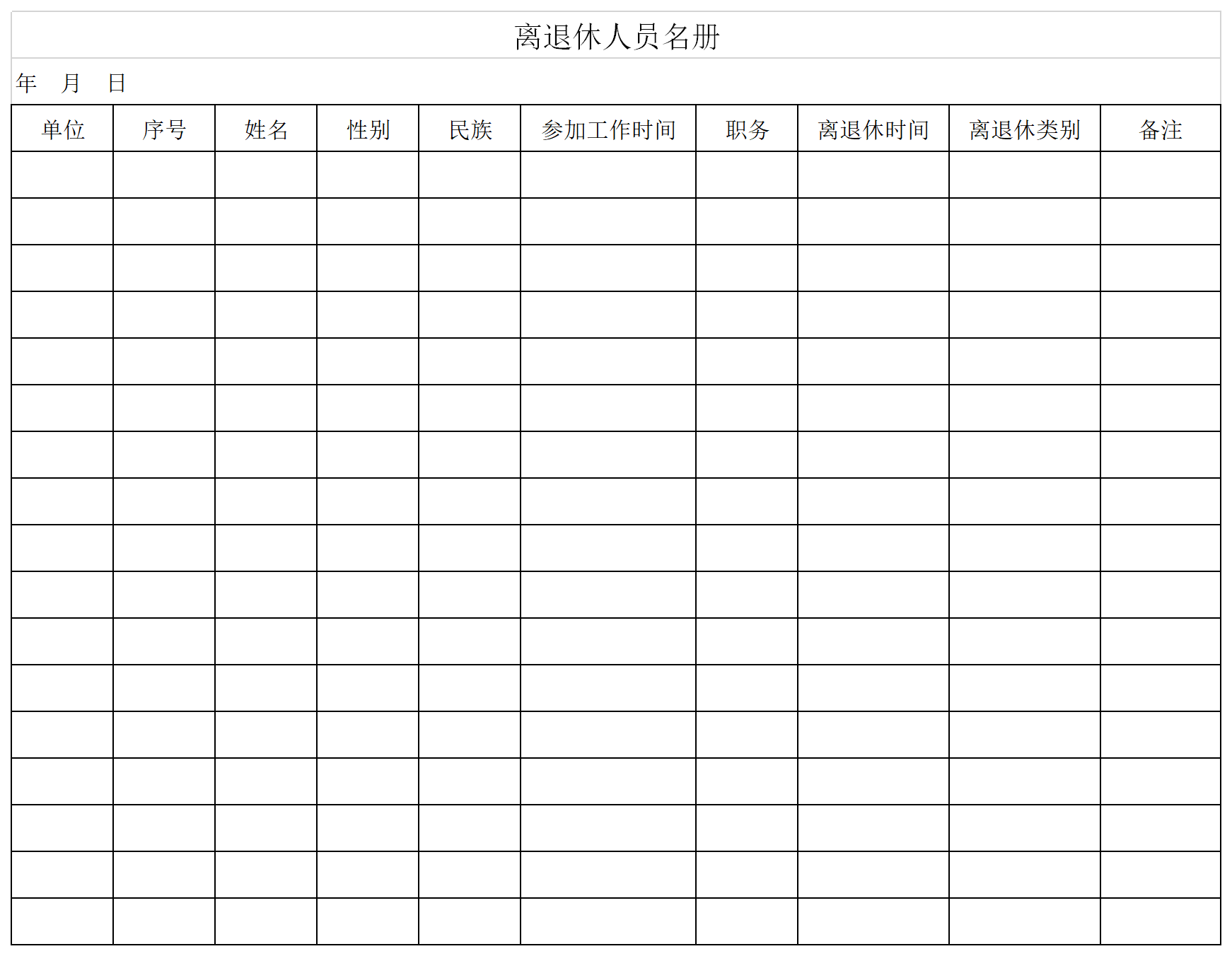 離退休人員名冊(cè)截圖