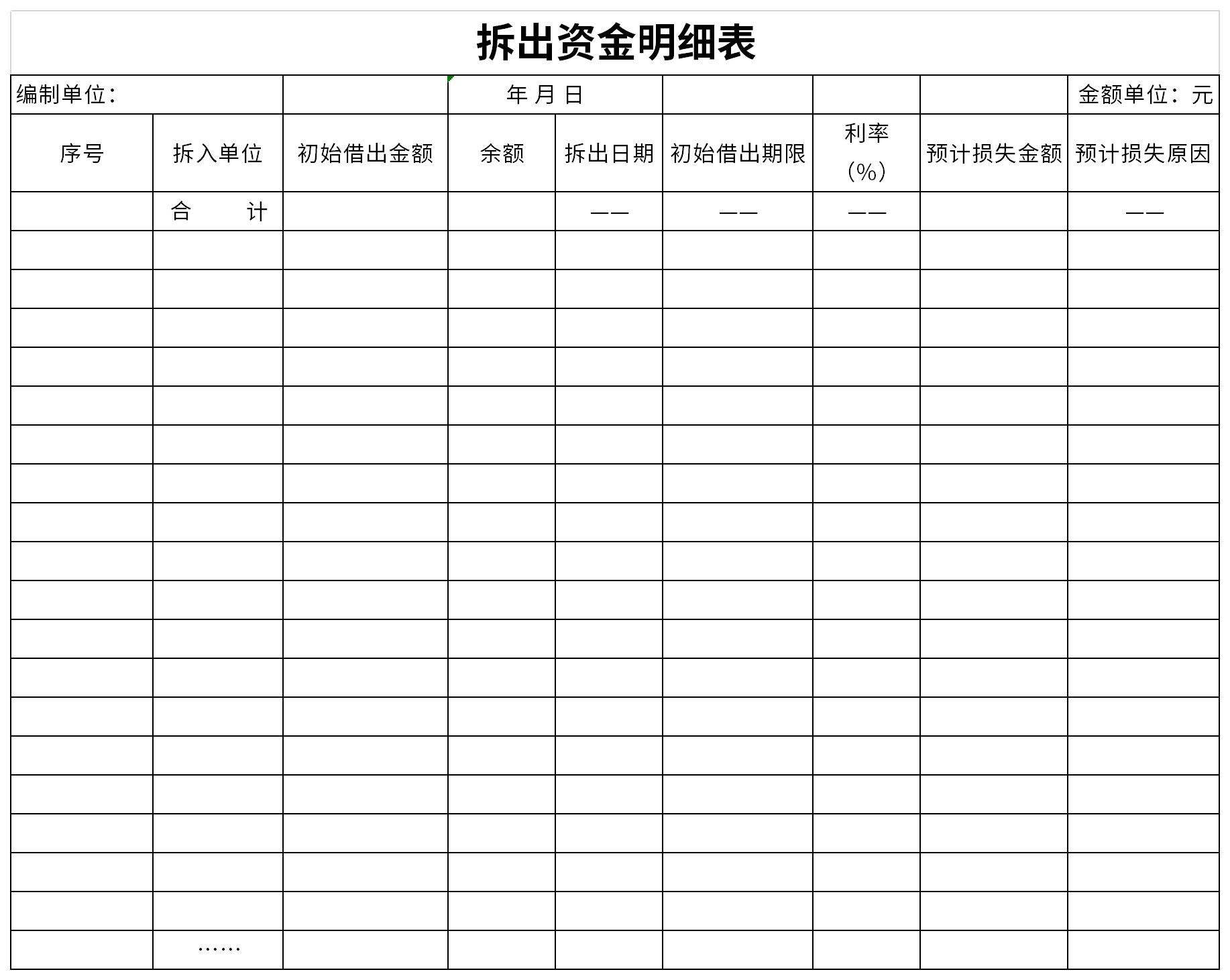 拆出資金明細(xì)表截圖