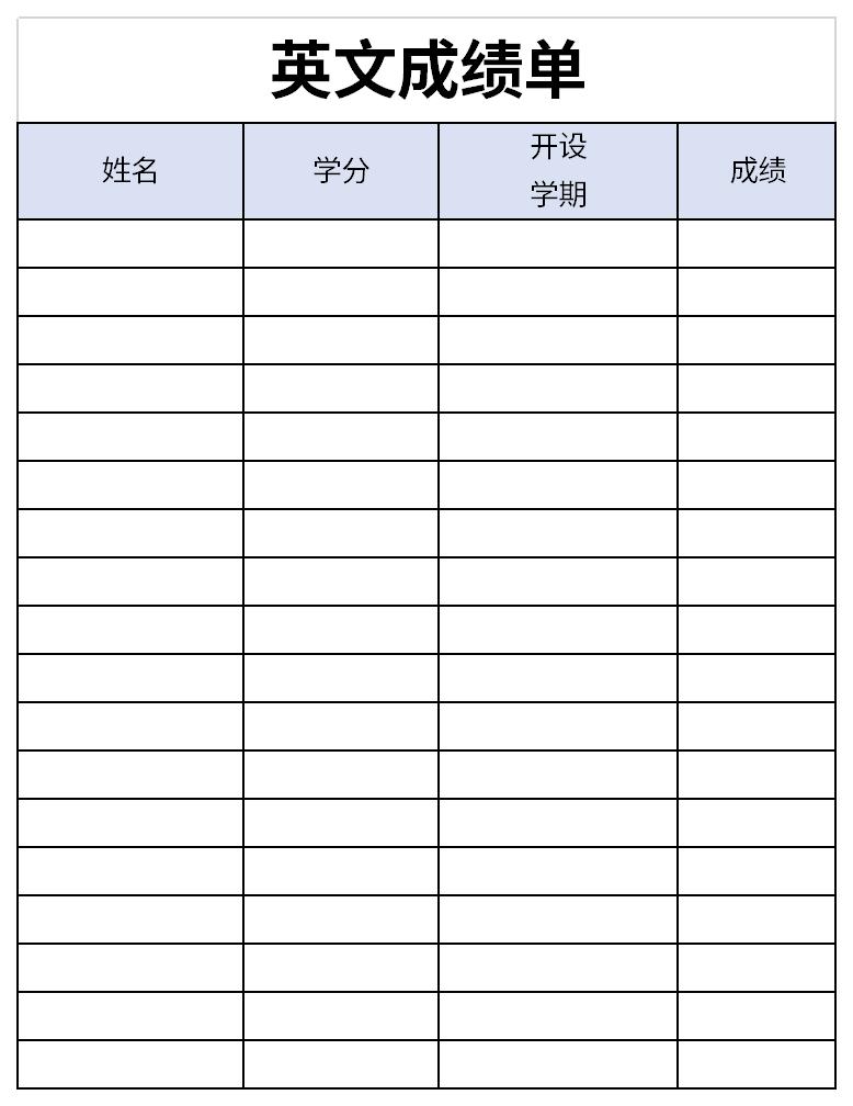 英文成绩单截图