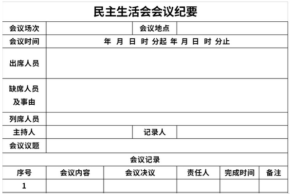 民主生活会会议纪要