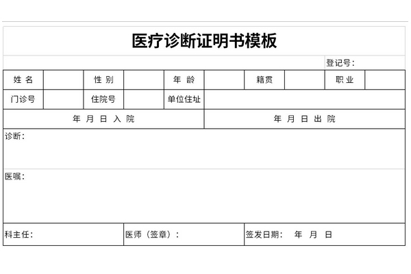 医疗诊断证明书模板