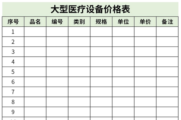 大型医疗设备价格表