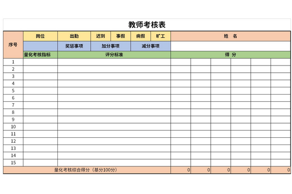 教师考核表