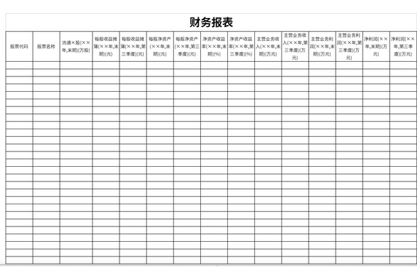 财务报表格式模板