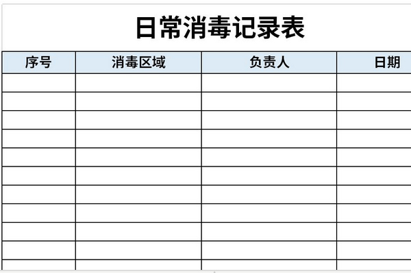 超市消毒登记表模板图片