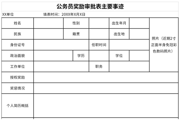 公务员奖励审批表主要事迹