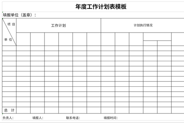 年度工作计划表模板