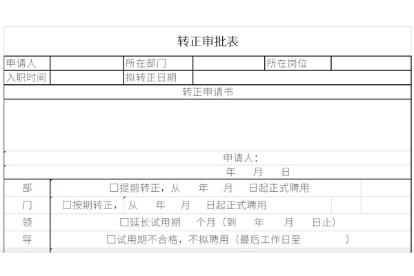 转正定级审批表