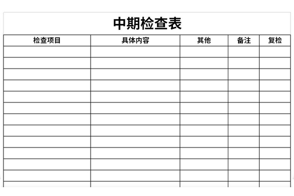 中期检查表