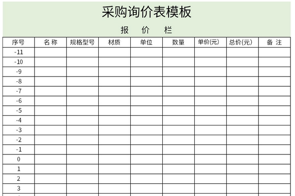 采购询价表模板