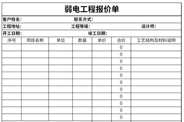 弱电工程报价单