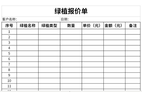 绿植报价单