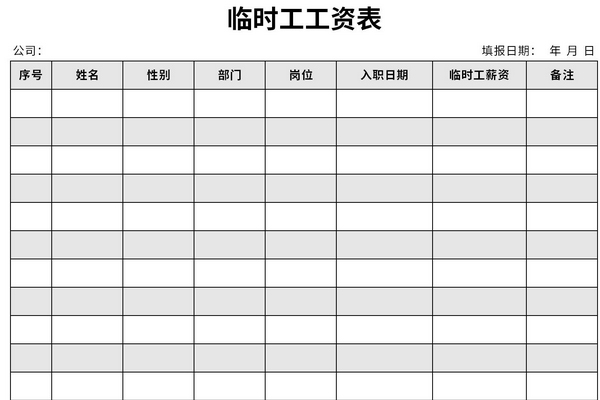 最新临时工工资表