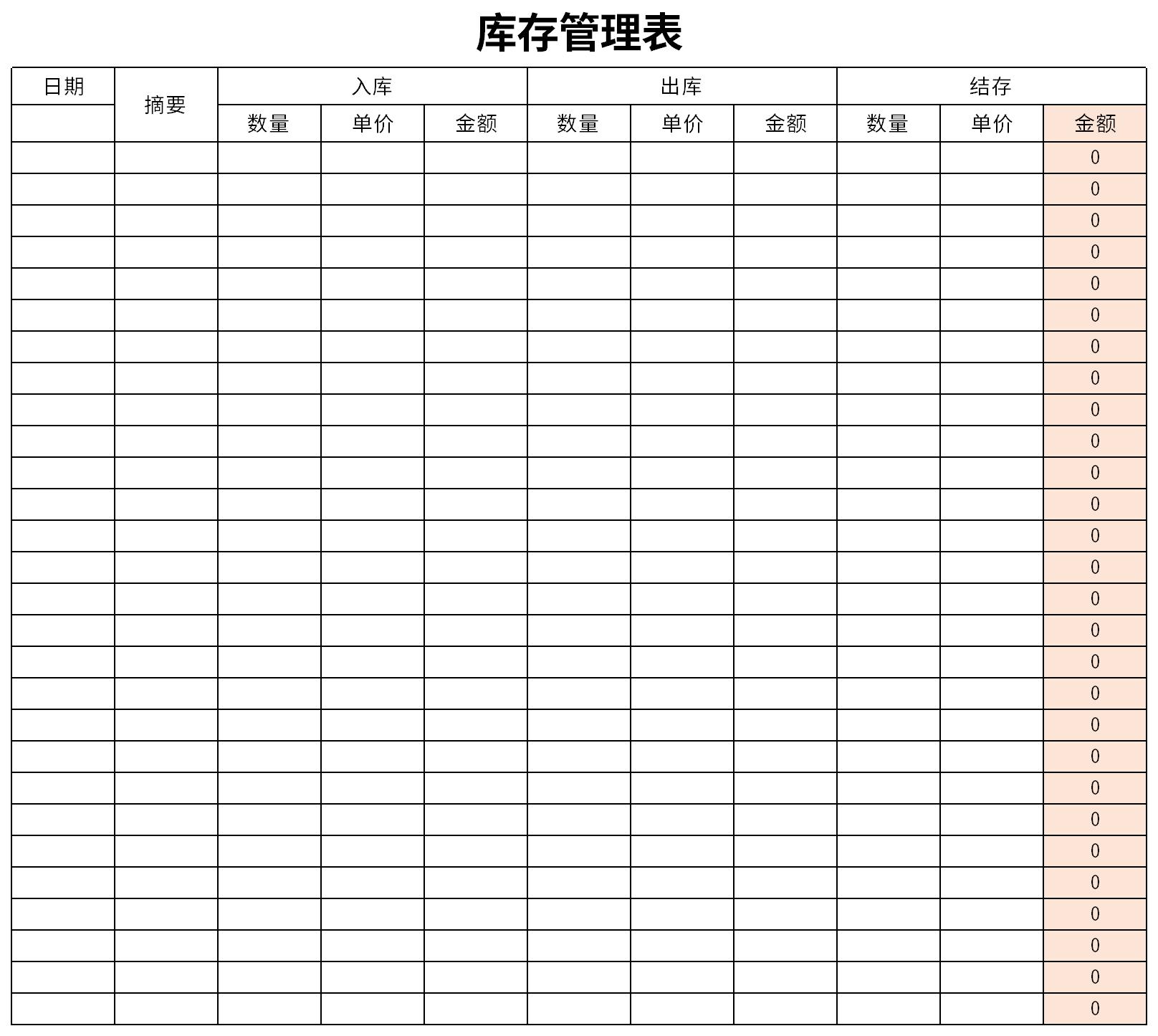 库存明细表 一目了然图片