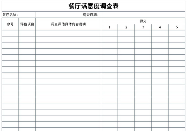 餐厅满意度调查表