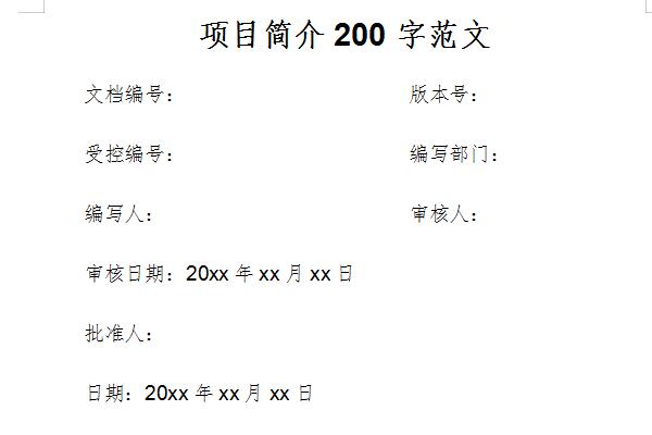 项目简介200字范文