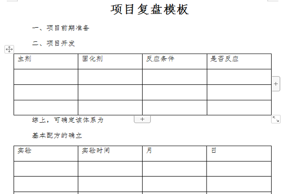 項目復盤模板截圖