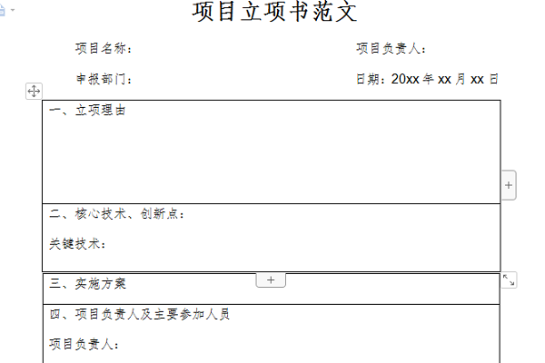 项目立项书模板