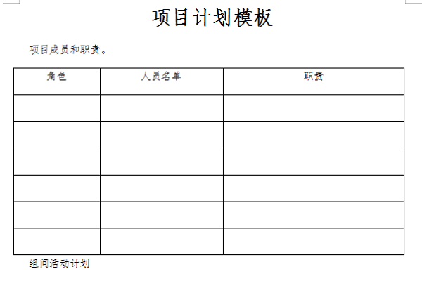 项目计划模板