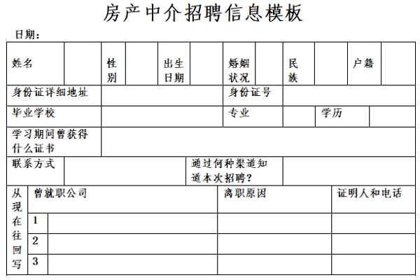 房产中介招聘信息模板