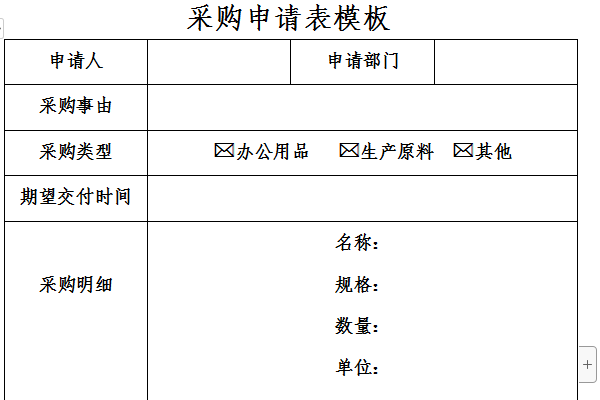 采购申请单模板