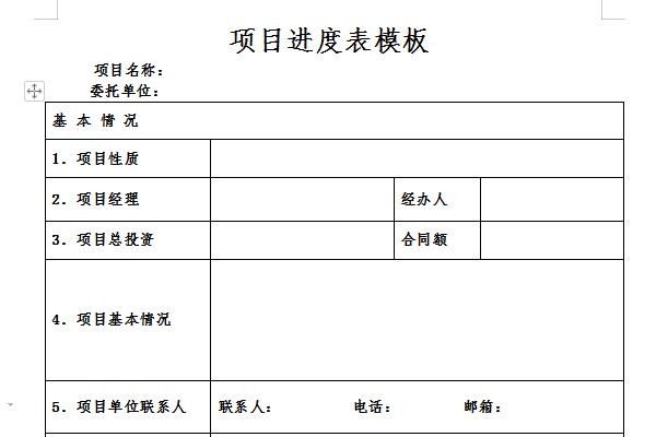 项目进度表格模板