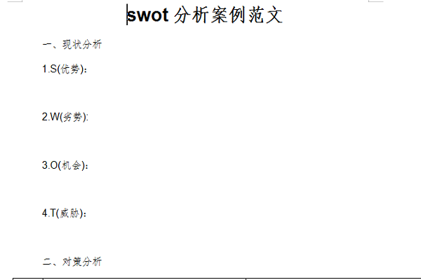 swot分析案例范文