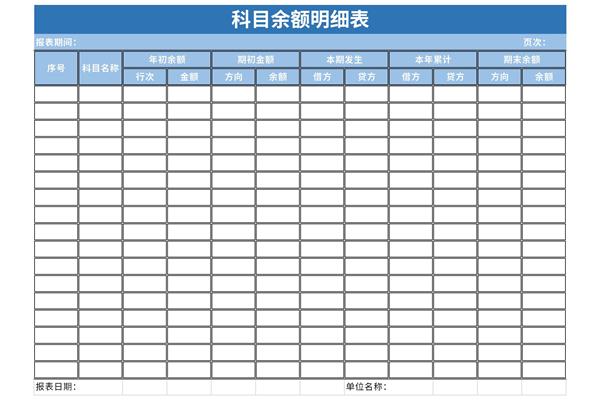 科目余额明细表