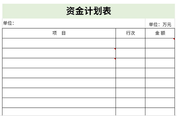 资金计划表模板