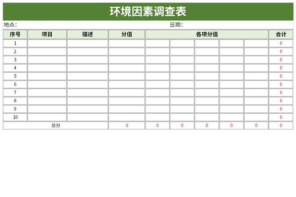 环境因素调查表