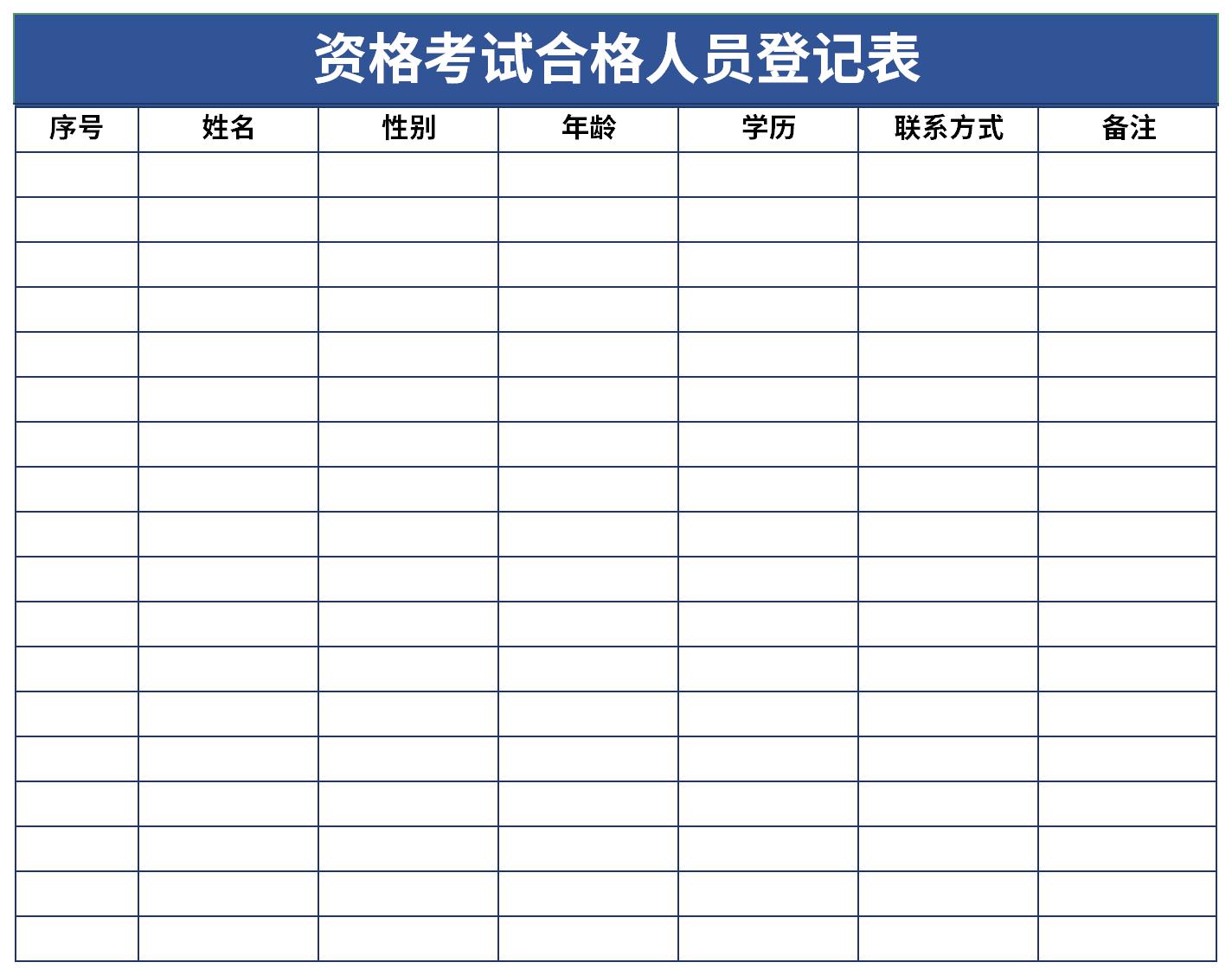 資格考試合格人員登記表截圖