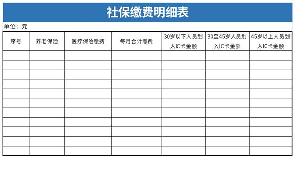 社保缴费明细表