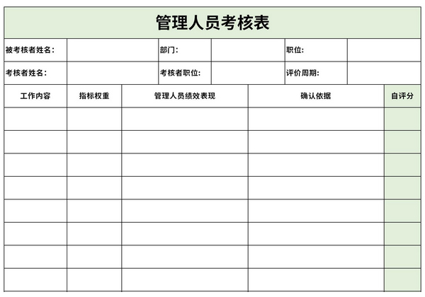 管理人员考核表