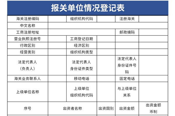 报关单位情况登记表