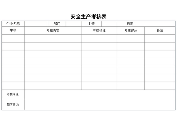 安全生产考核表